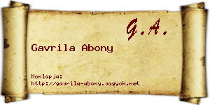 Gavrila Abony névjegykártya